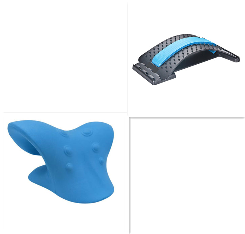 Six-wheel manual roller — Set2; 1 arched back support + 1 blue curved neck support rest