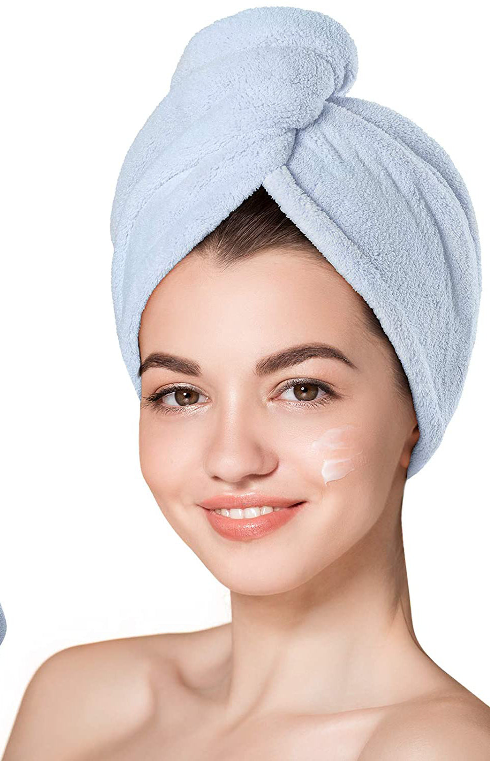 Fleece hair towel wrap — Sky Blue-25X70cm; Sky Blue-25x65cm; 1 hair towel wrap in the selected color and listed size