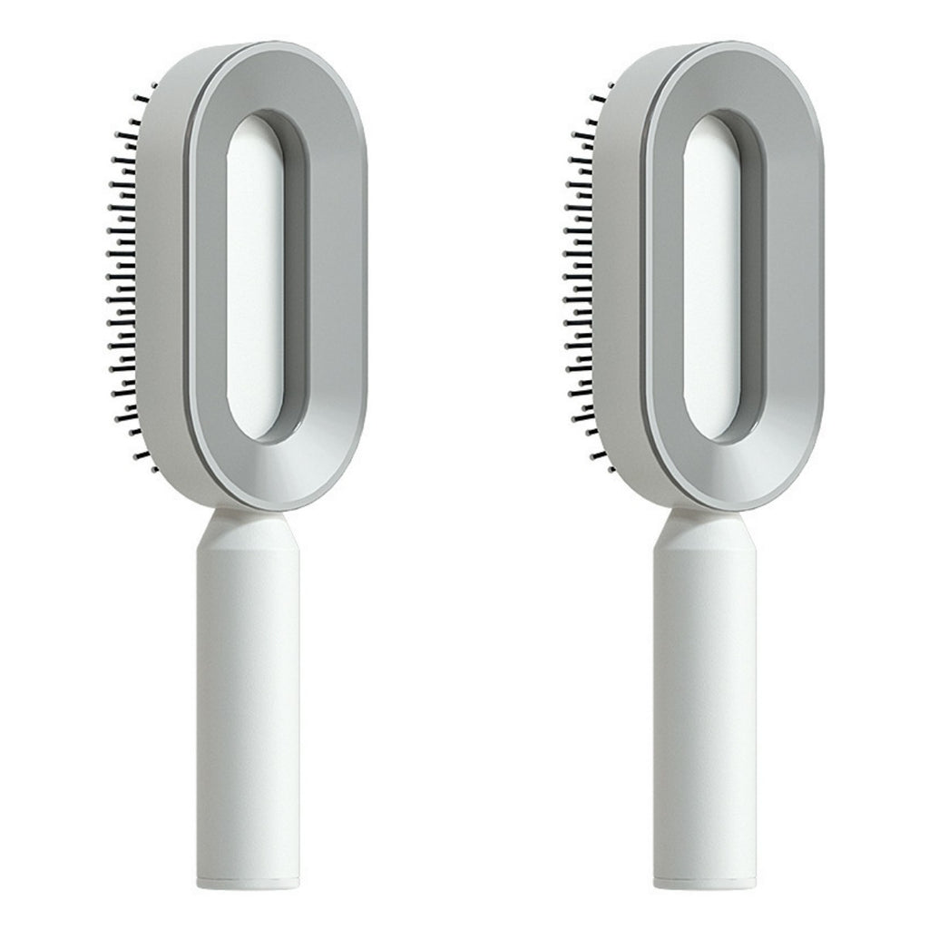 Air-cushion hairbrush — Set L; 2 white air-cushion brushes