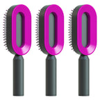 Air-cushion hairbrush — Set S; 3 black-and-purple air-cushion brushes