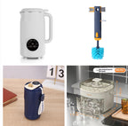Temperature-display bottle — Set5-450ml; 1 white 450 ml temperature-display bottle + 1 navy 450 ml temperature-display bottle + 1 square glass drink bottle + 1 bottle-cleaning brush