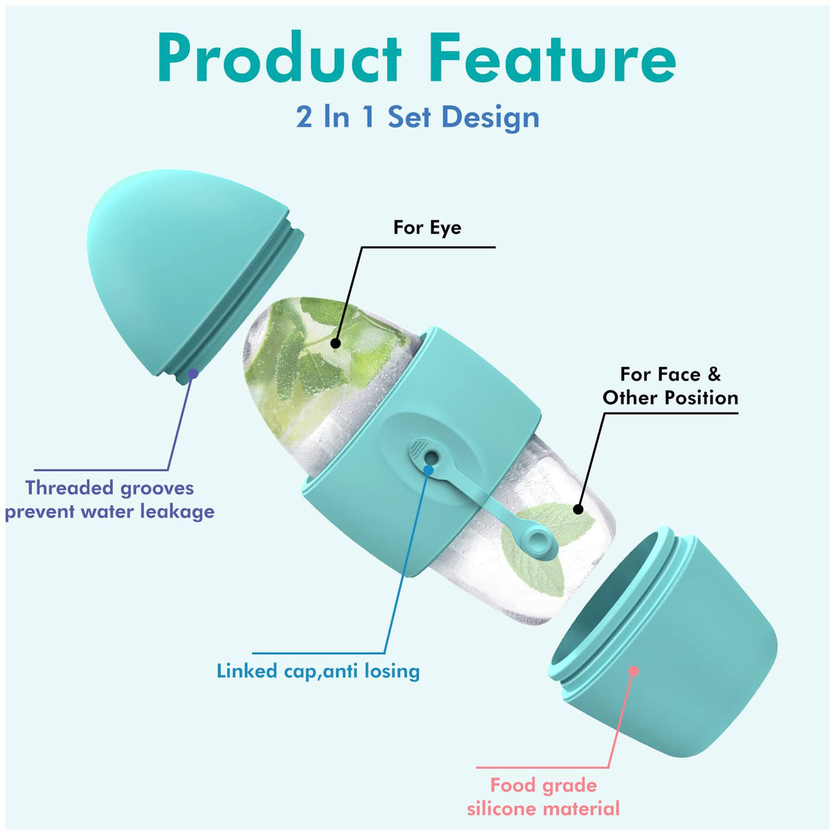 Refillable facial ice mold — supplier detail and usage photo