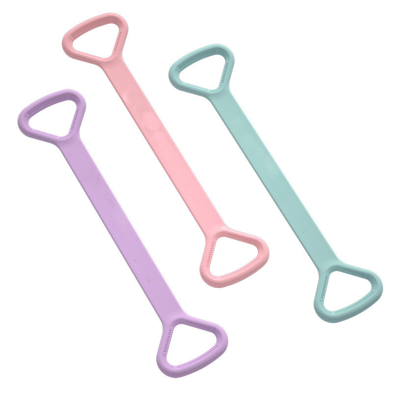 Figure-eight resistance band — supplier detail and usage photo