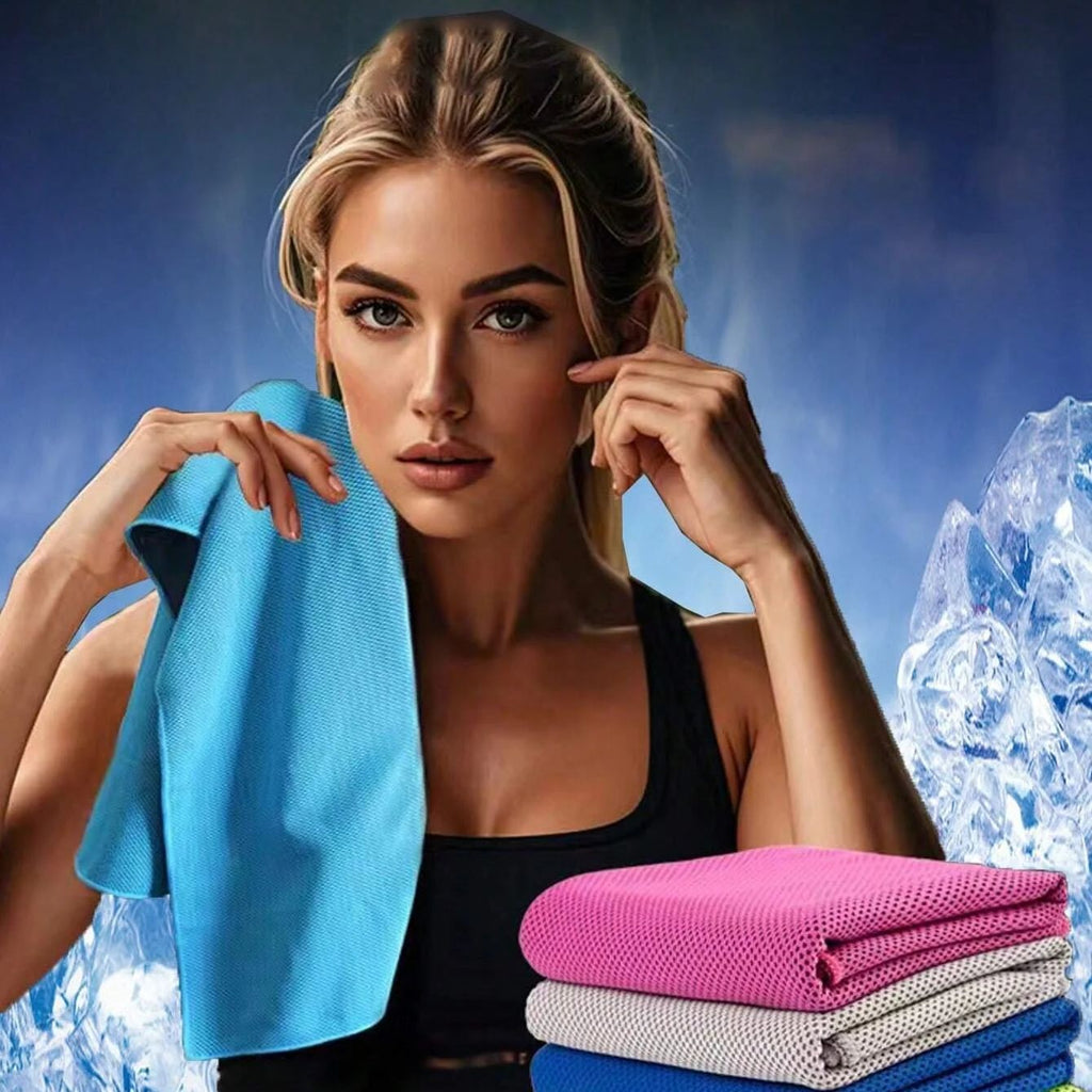 Cooling sports towel — supplier detail and usage photo