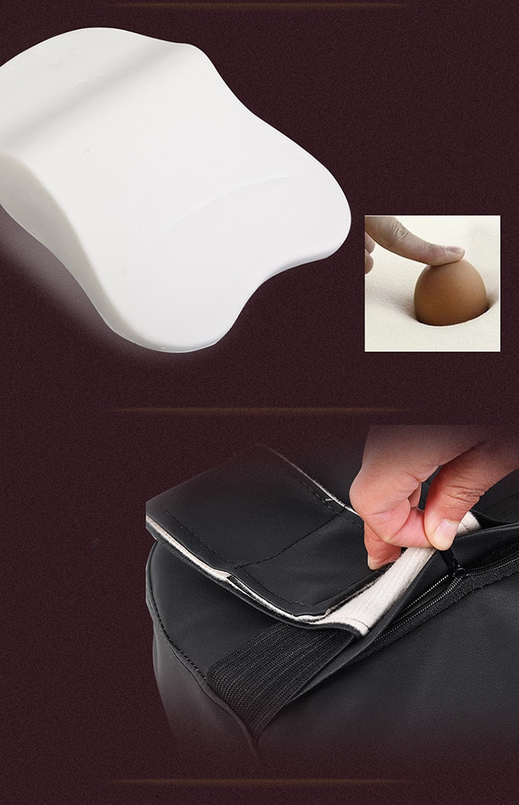 Memory-foam seat cushions — supplier detail and usage photo