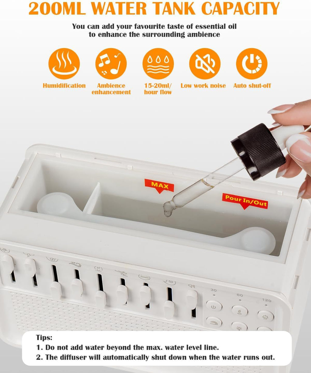 Nature-sound bedside companion — supplier detail and usage photo