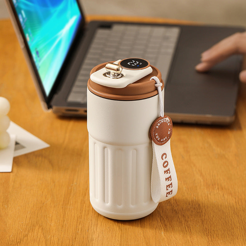 Temperature-display bottle — supplier detail and usage photo