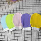 Exfoliating bath mitt — supplier detail and usage photo