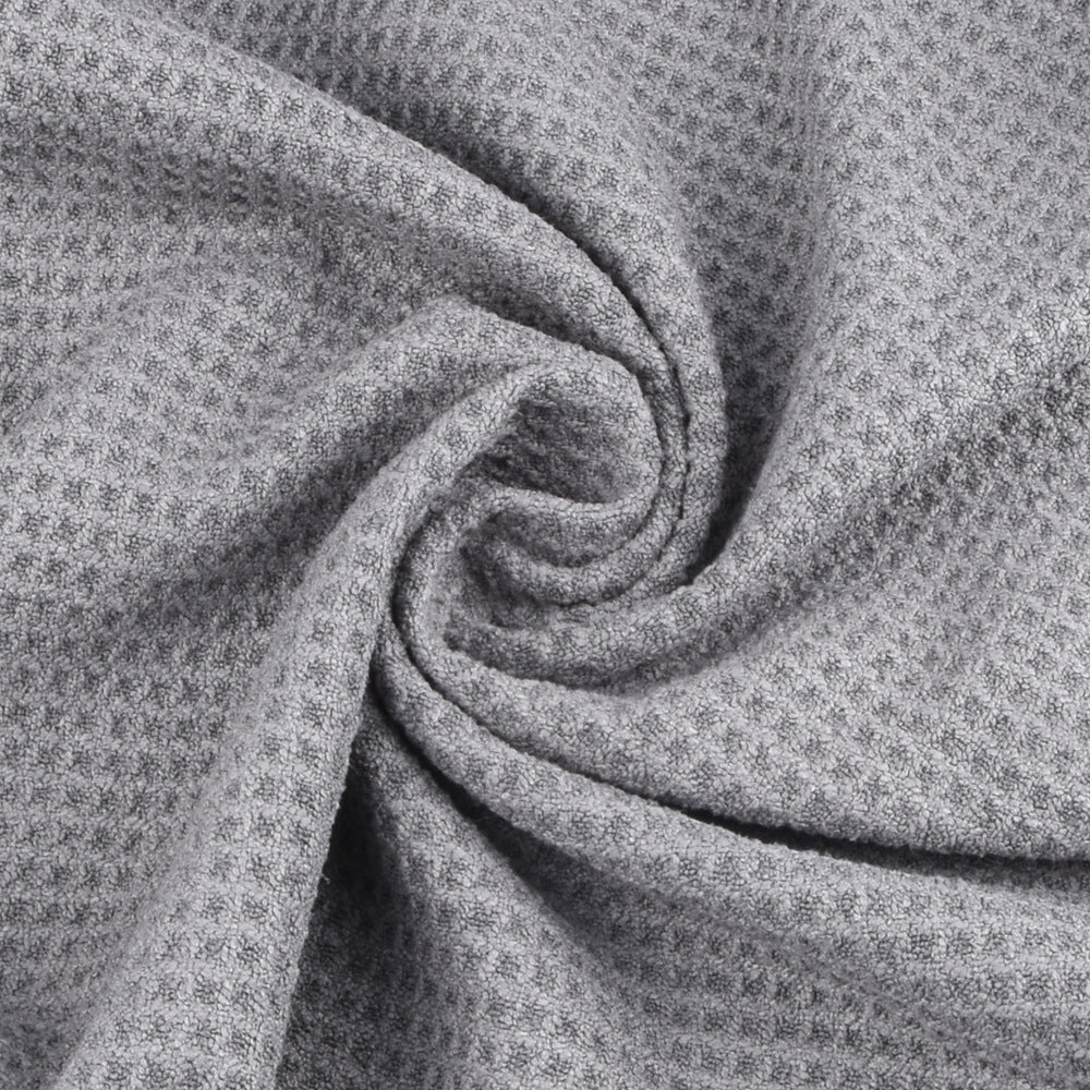 Clip-on waffle sports towel — supplier detail and usage photo