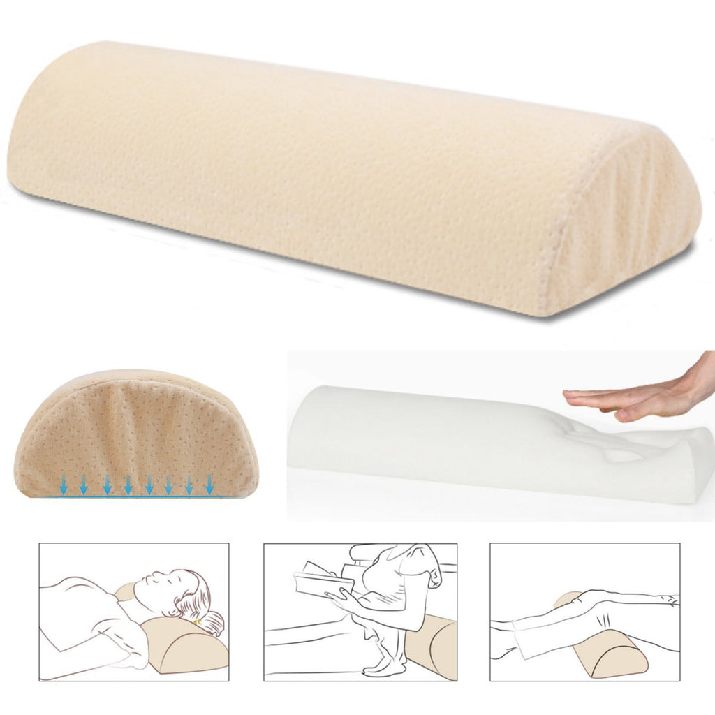 Half-round foam support pillow — supplier detail and usage photo