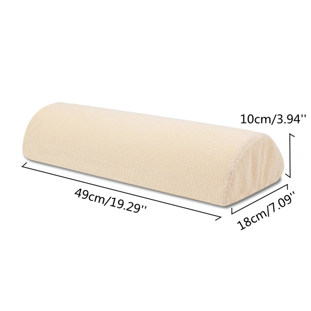 Half-round foam support pillow — supplier detail and usage photo