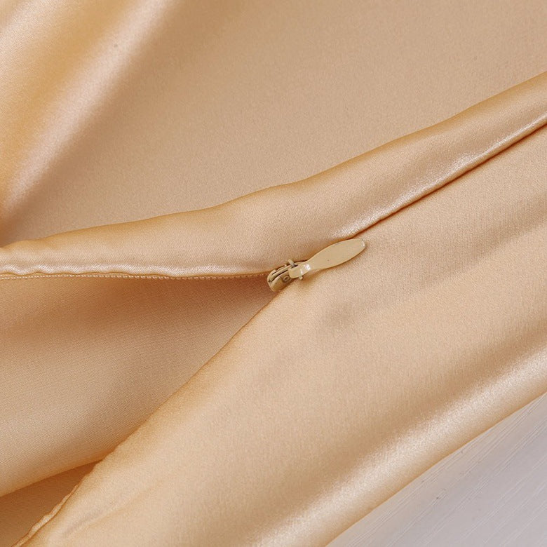 Satin-feel everyday pillowcase — supplier detail and usage photo