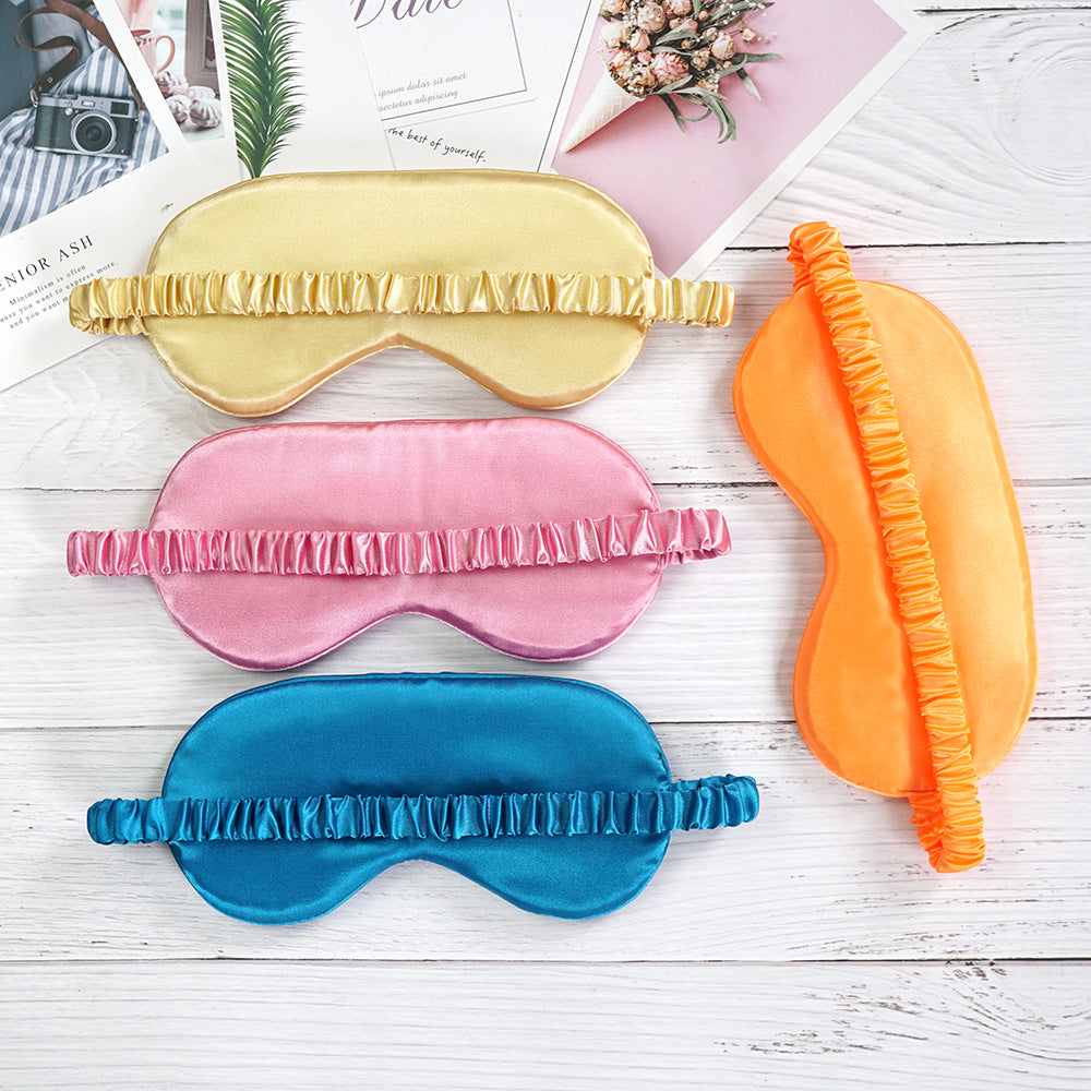 Satin-feel eye mask — supplier detail and usage photo