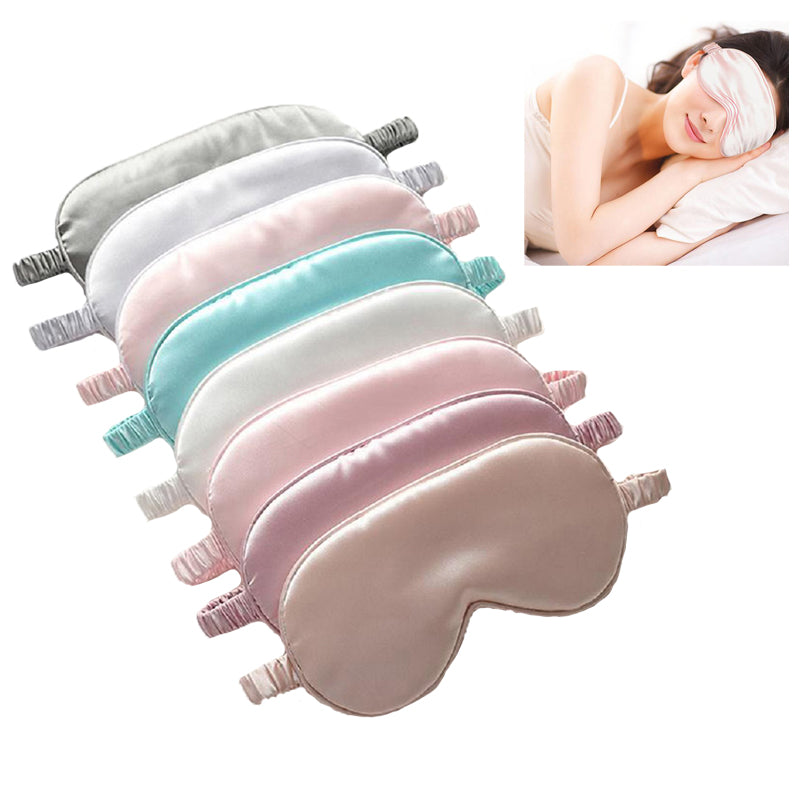 Satin-feel eye mask — supplier detail and usage photo