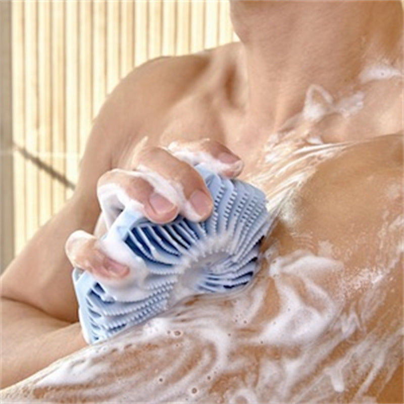 Silicone body scrubber — supplier detail and usage photo