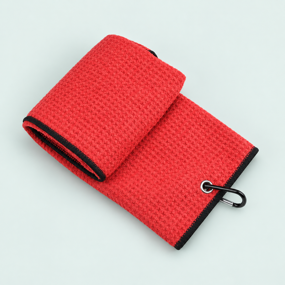 Clip-on waffle sports towel — representative option in a coastal studio setting; choose options for exact contents.