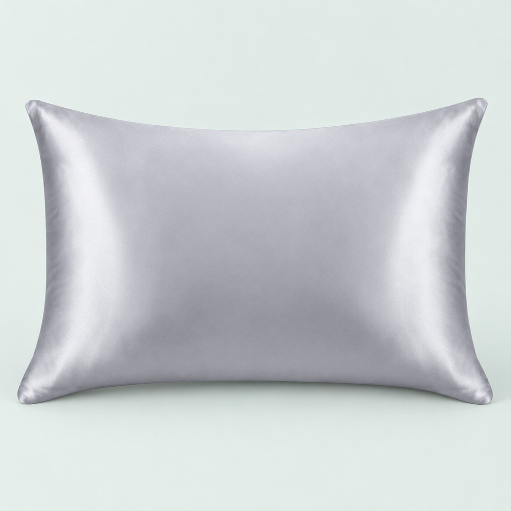 Satin-feel everyday pillowcase — representative option in a coastal studio setting; choose options for exact contents.