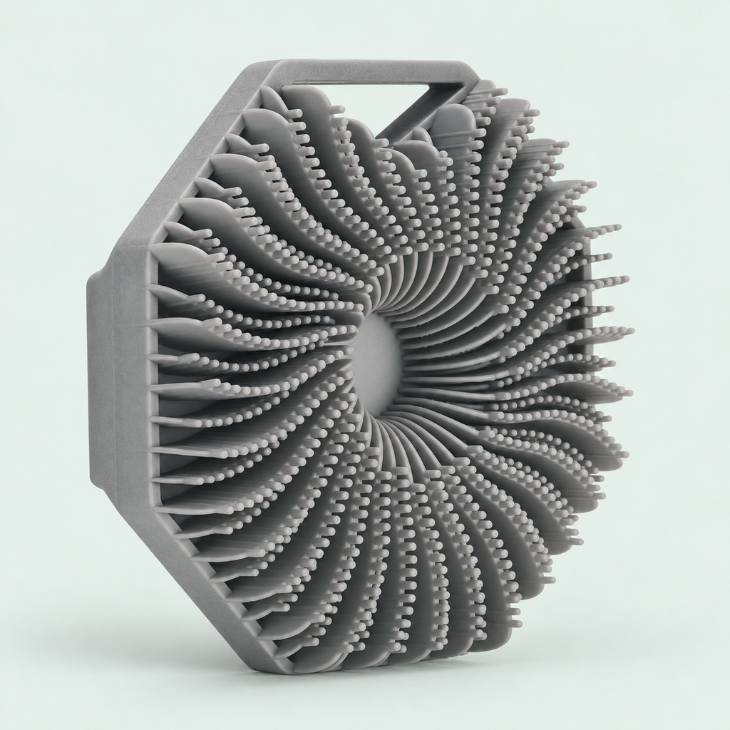 Silicone body scrubber — representative option in a coastal studio setting; choose options for exact contents.