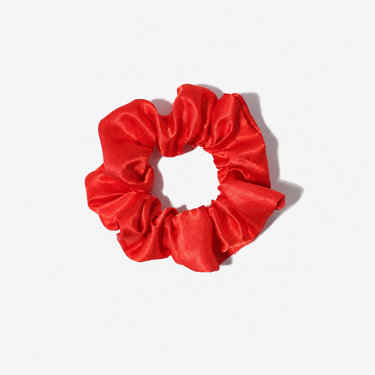 One red everyday scrunchie — clean product photograph